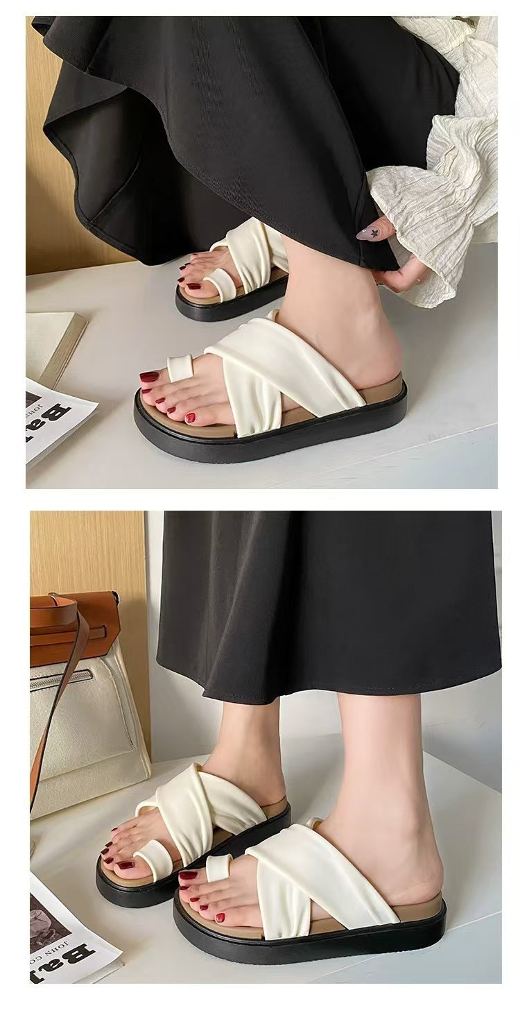 2025 Popular Slippers for Women, Summer Outer Wear, Half-Cup Thick-Soled Half-Slippers, French Sandals