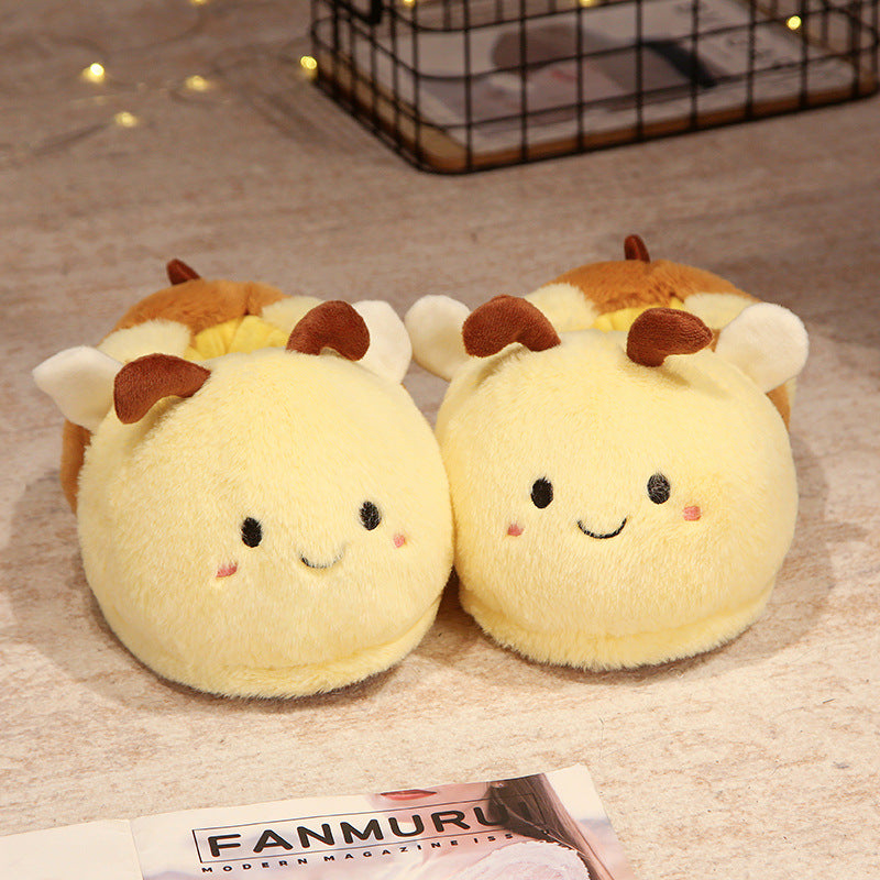 Cartoon Girl Heart Plush Slippers Winter Thickened Warm Non-Slip Cotton Slippers Cute Rabbit Bag with Cotton Shoes for Girls