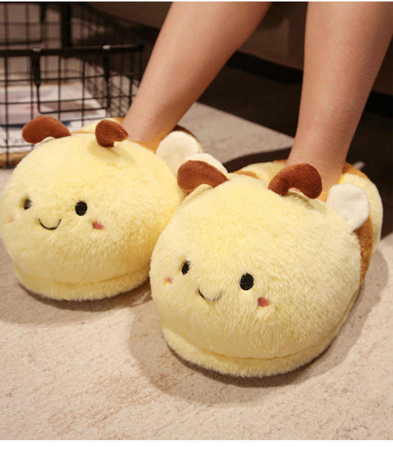 Cartoon Girl Heart Plush Slippers Winter Thickened Warm Non-Slip Cotton Slippers Cute Rabbit Bag with Cotton Shoes for Girls