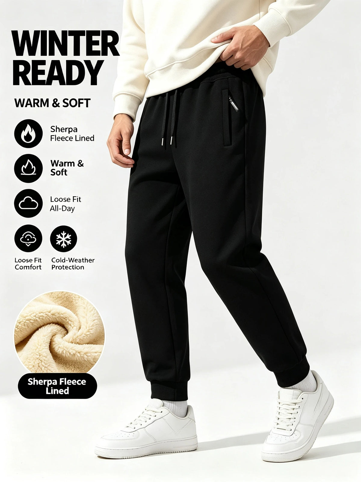 Winter Male Loose Jogging Pants Men's Clothing Velvet Thickened Man Warm Casual Fleece Lined Cold Weather Sports Thermal Clothes