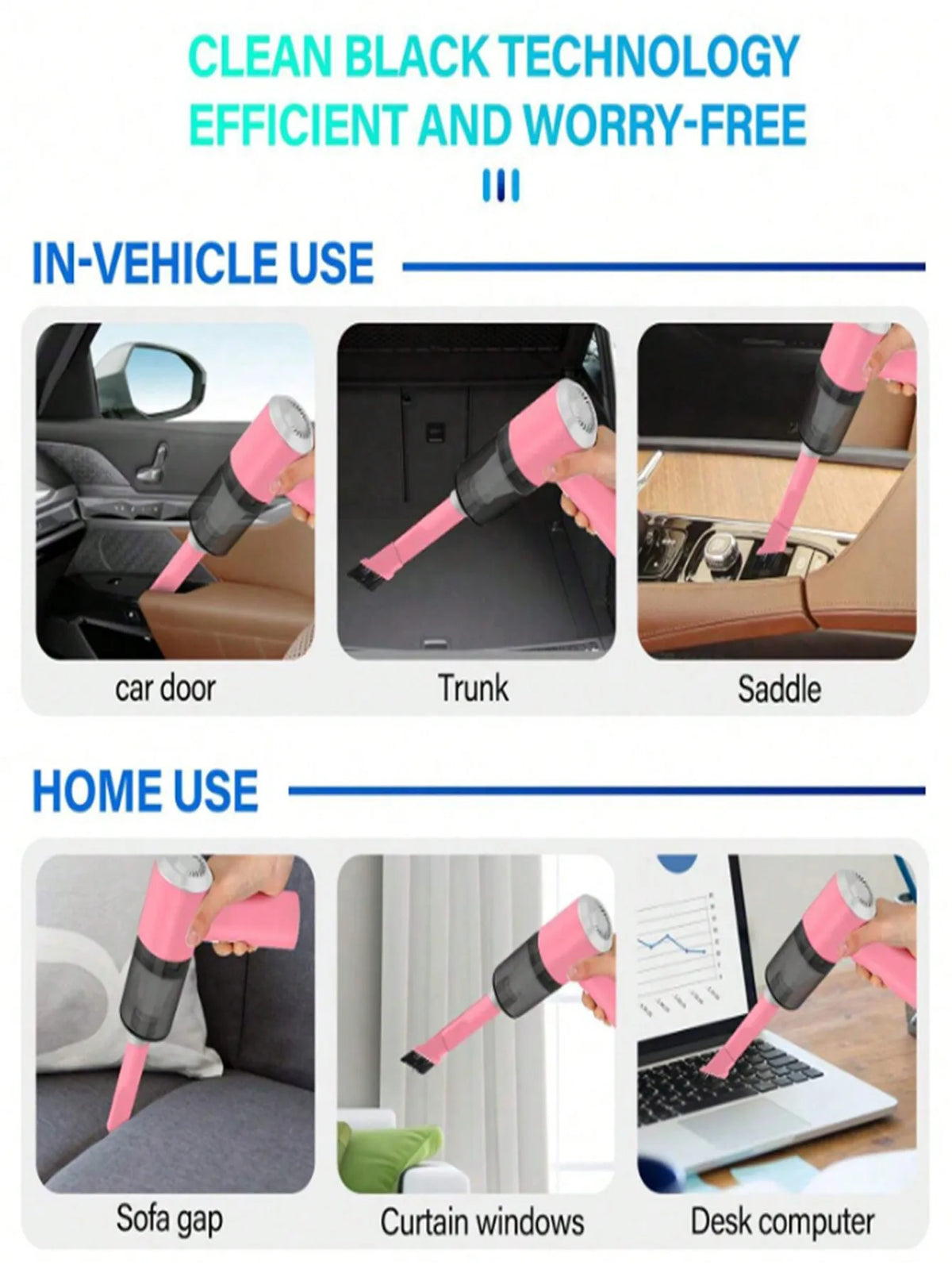 3 In 1 Integrated Suction And Blowing Vacuum Combination Vacuum Cleaner USB Charging Small Car Household Vacuum Cleaner