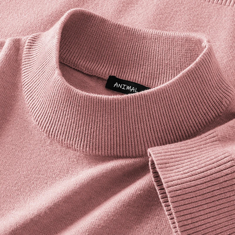 Animal Game Mens Mock Neck Casual Woolen Sweater Half Turtleneck Pullovers Sweaters  Knitwear Men's Cold Blouse Outdoor Coats