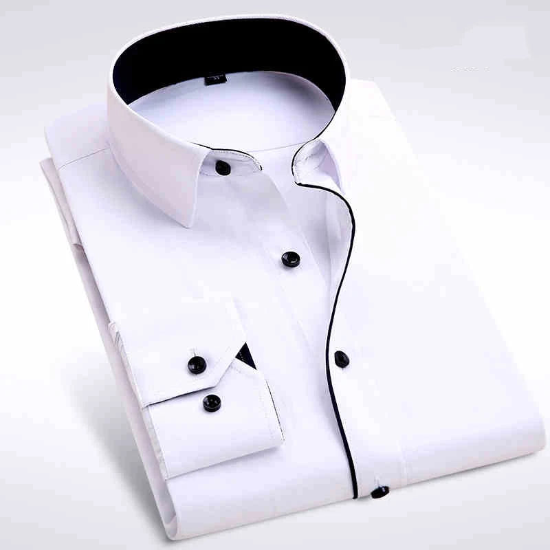 Men's Dress Shirt Designer Fashion Casual Long Sleeve Male Business Formal Shirt Slim Fit Camisa Social Masculina Clothing