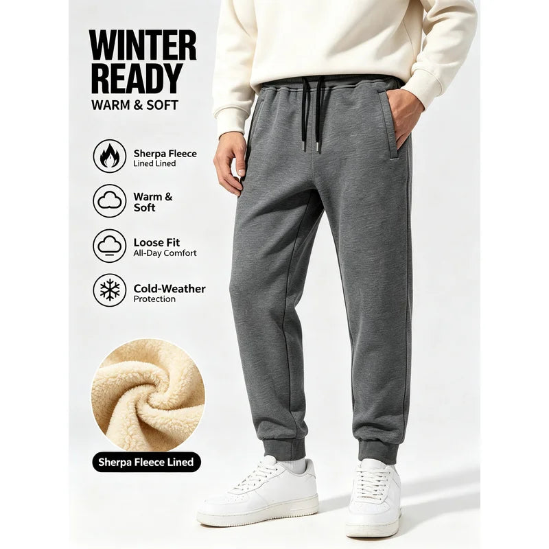 Winter Male Loose Jogging Pants Men's Clothing Velvet Thickened Man Warm Casual Fleece Lined Cold Weather Sports Thermal Clothes