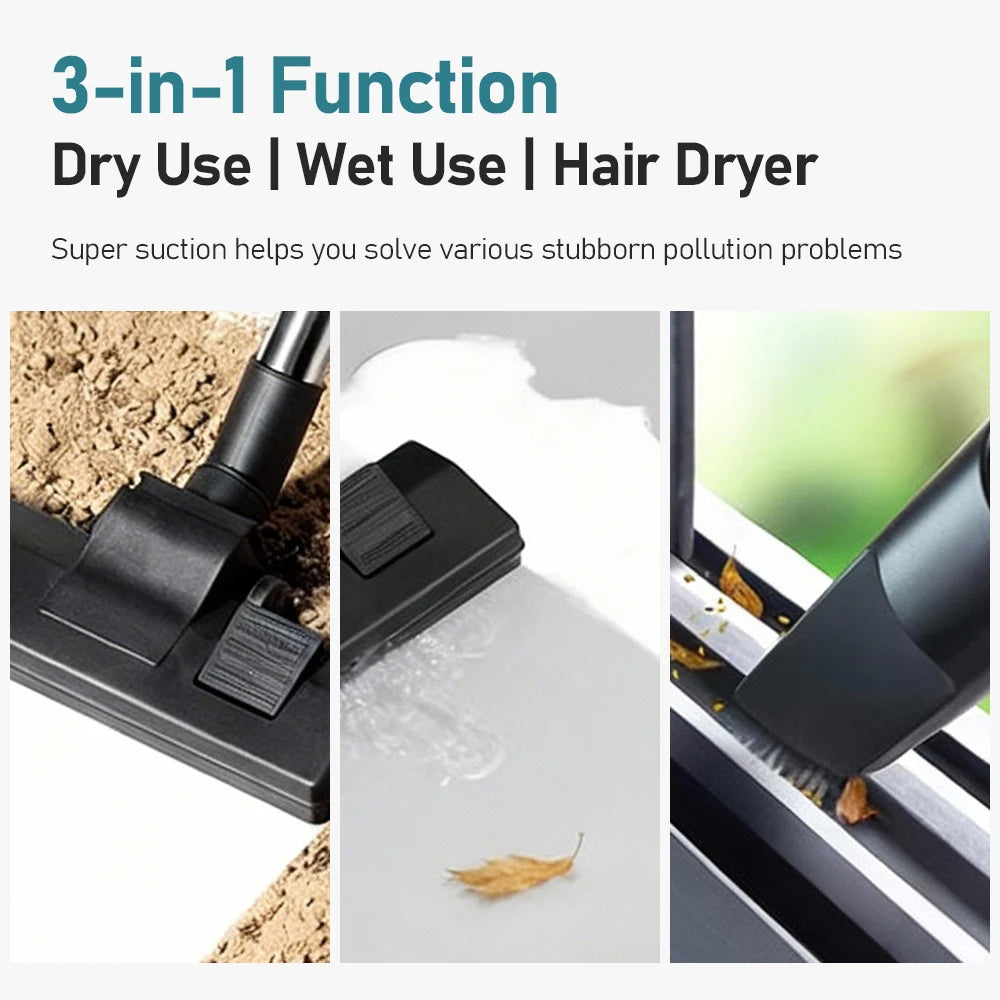 Industrial Wet Dry Vacuum Cleaner Rechargeable Cleaning Machine 15L Cordless Shop Vacuum for Job Site/Warehouse/Car Washing