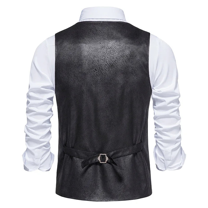 Fashion Men Clothing High Quality Suede Suit Vests Men's V Neck Sleeveless Business Formal Waistcoats Wedding Party Dress Vests