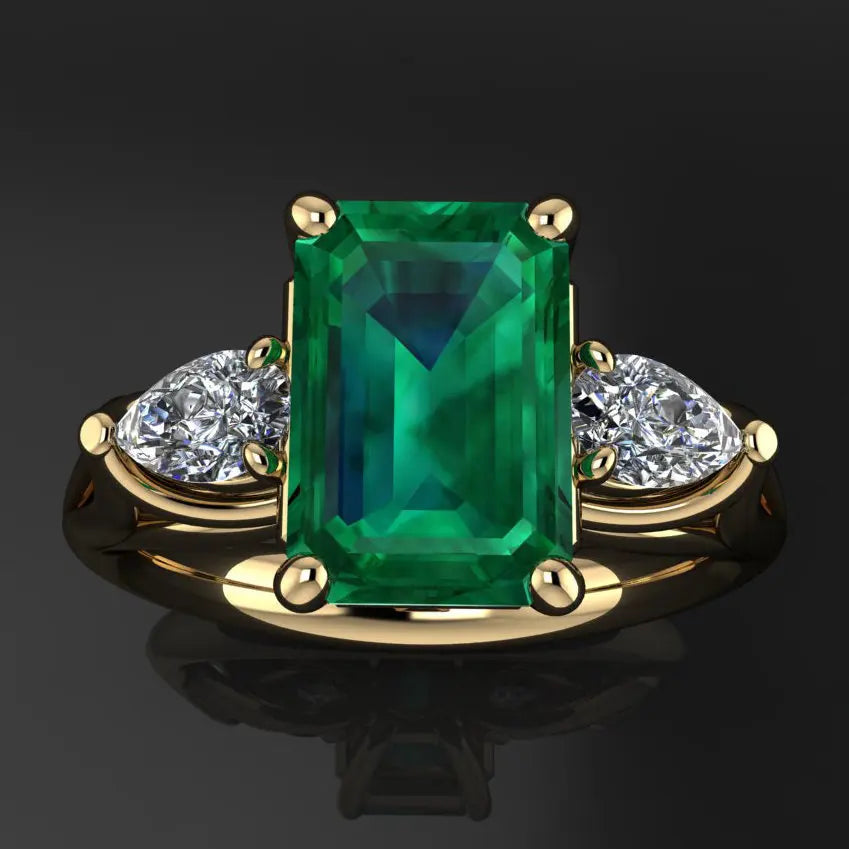 14k Gold Jewelry Green Emerald Ring for Women Bague Diamant Bizuteria Anillos De Pure Emerald Gemstone 14k Gold Ring for Females