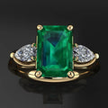 14k Gold Jewelry Green Emerald Ring for Women Bague Diamant Bizuteria Anillos De Pure Emerald Gemstone 14k Gold Ring for Females