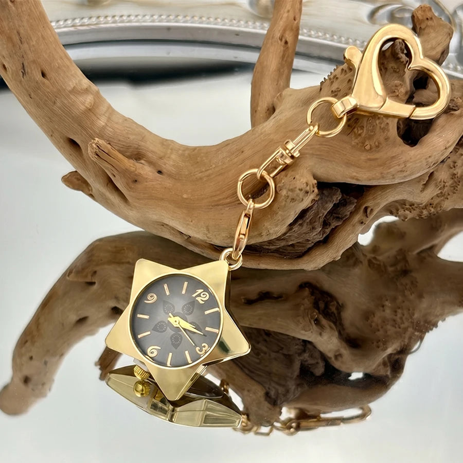 Wrist Watch for Ladies - Star Dial Heart Hook Keychain Watch