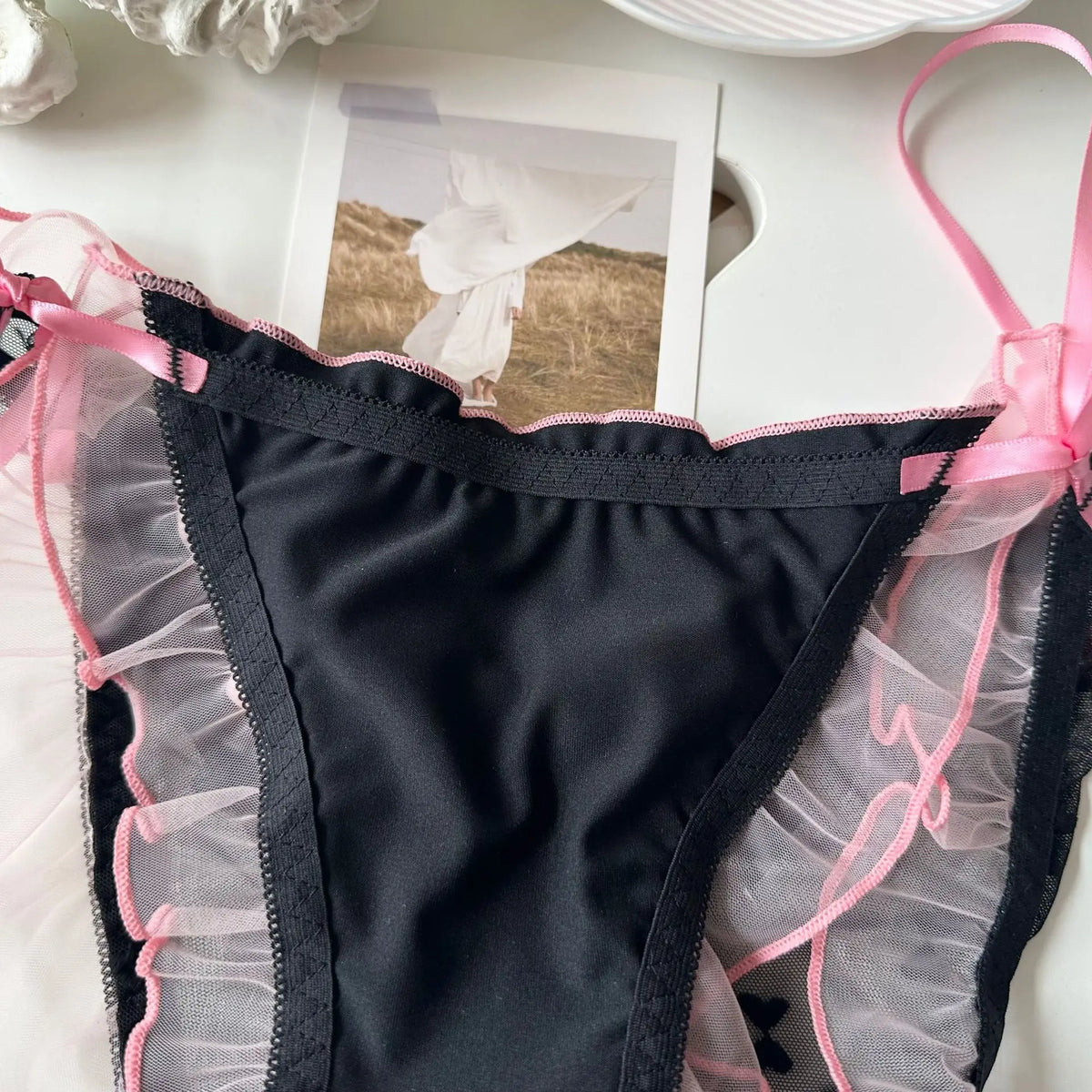 black&pink underwear women men underpants lace girls panties feminine couple briefs panty