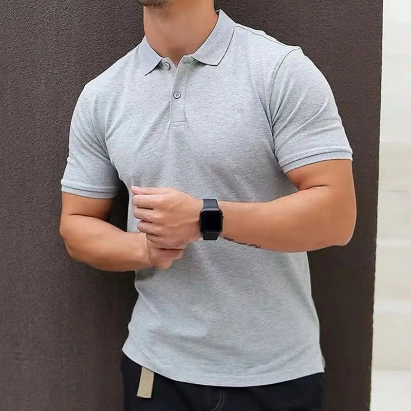 Male With Collar Tee White Tops Skinny Polo Shirts Plain Mens T-shirt Gym Muscles Smooth Men's Clothing Comfortable Casual Xl