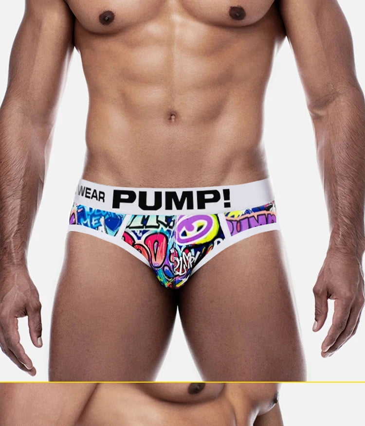 Summer Men Underwear Funny Print Briefs Underpants Graffiti Panties Jockstrap Low Waist Butt Lifter Male Underwear