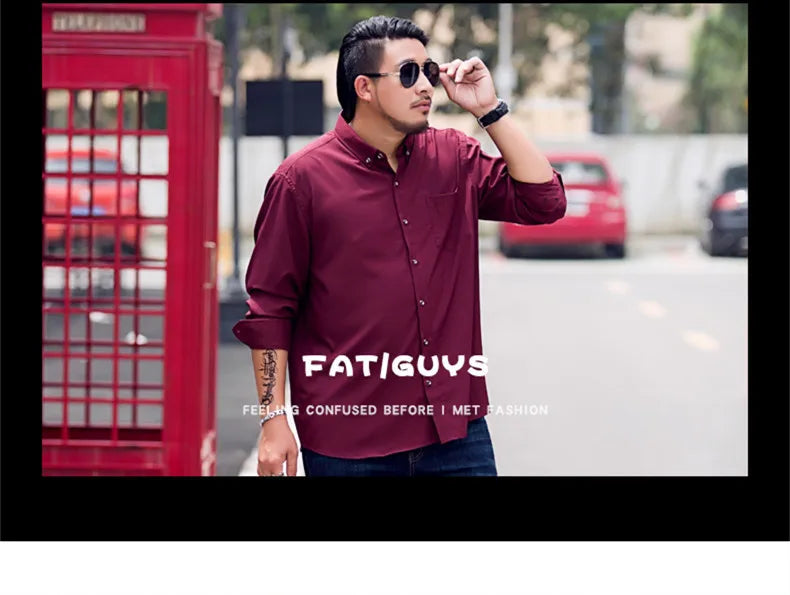 Men Big Dress Shirts Solid Long Sleeve Fashion Classic Black Office Work Tops High-end Men Business Formal Shirts Male Clothing