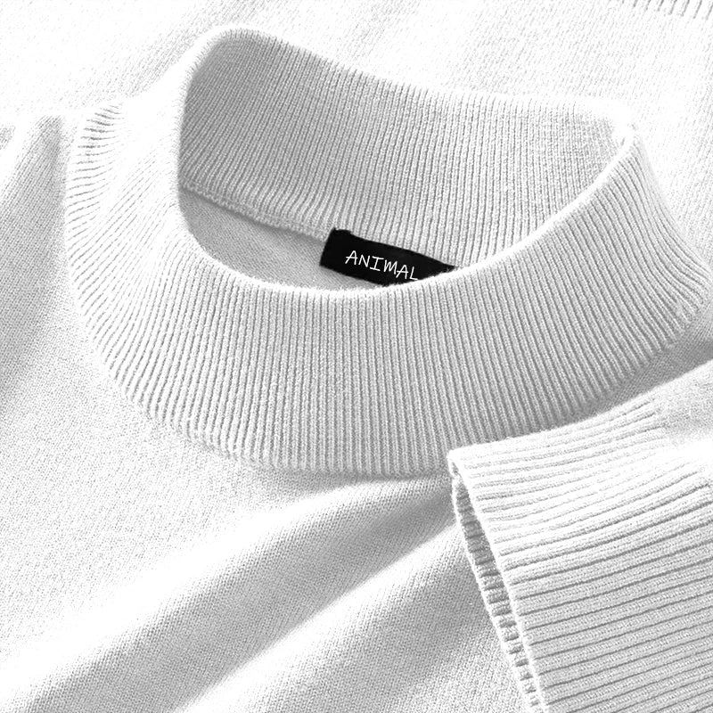 Animal Game Mens Mock Neck Casual Woolen Sweater Half Turtleneck Pullovers Sweaters  Knitwear Men's Cold Blouse Outdoor Coats