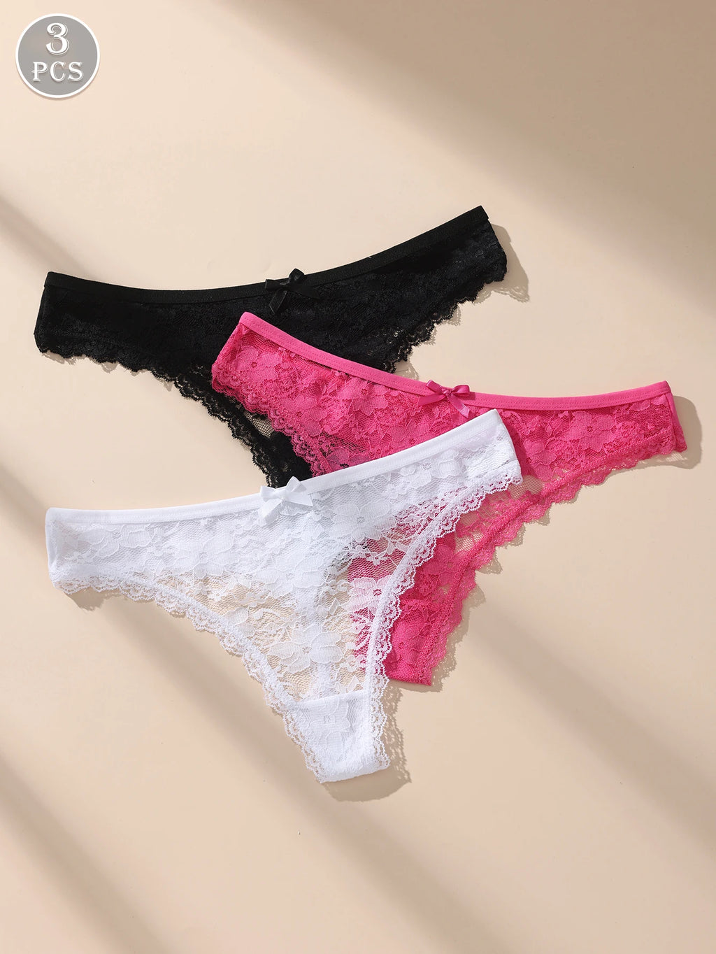 Juliette Lace & Bow Low-Rise Briefs, 3-Pack