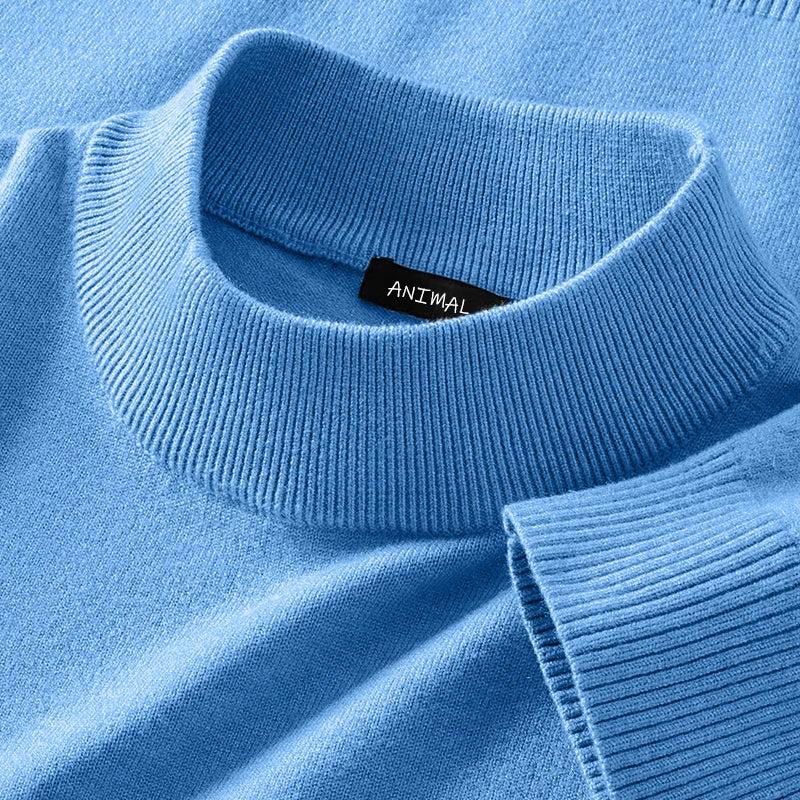 Animal Game Mens Mock Neck Casual Woolen Sweater Half Turtleneck Pullovers Sweaters  Knitwear Men's Cold Blouse Outdoor Coats