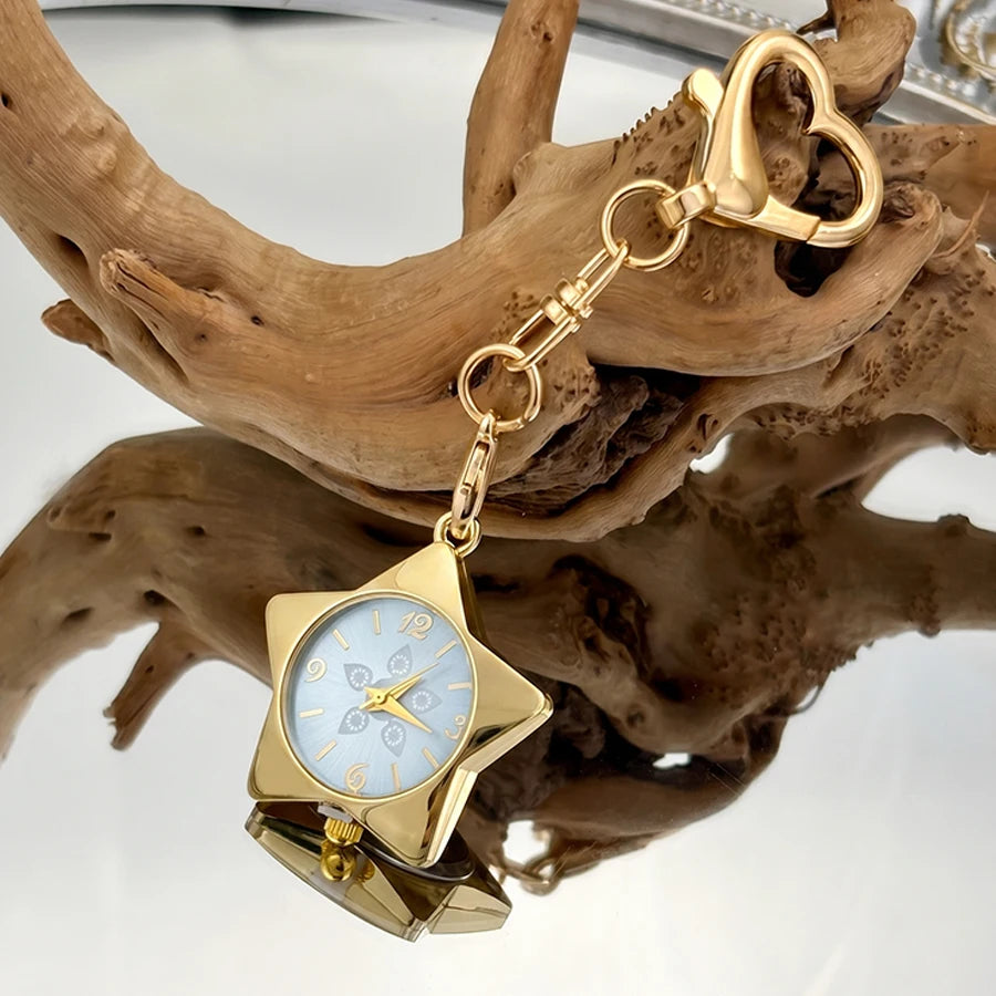 Wrist Watch for Ladies - Star Dial Heart Hook Keychain Watch