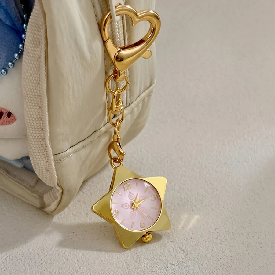 Wrist Watch for Ladies - Star Dial Heart Hook Keychain Watch