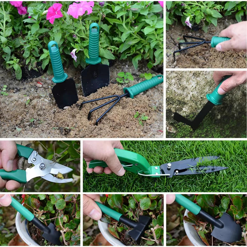 5/10 Pcs Gardening Tools Set with Carrying Case and Floral Print Ergonomic Handle Trowel Rake Weeder Pruner Shears Sprayer Gifts