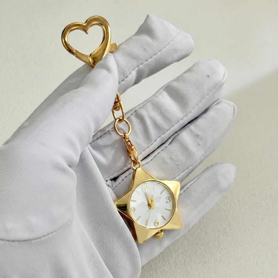 Wrist Watch for Ladies - Star Dial Heart Hook Keychain Watch