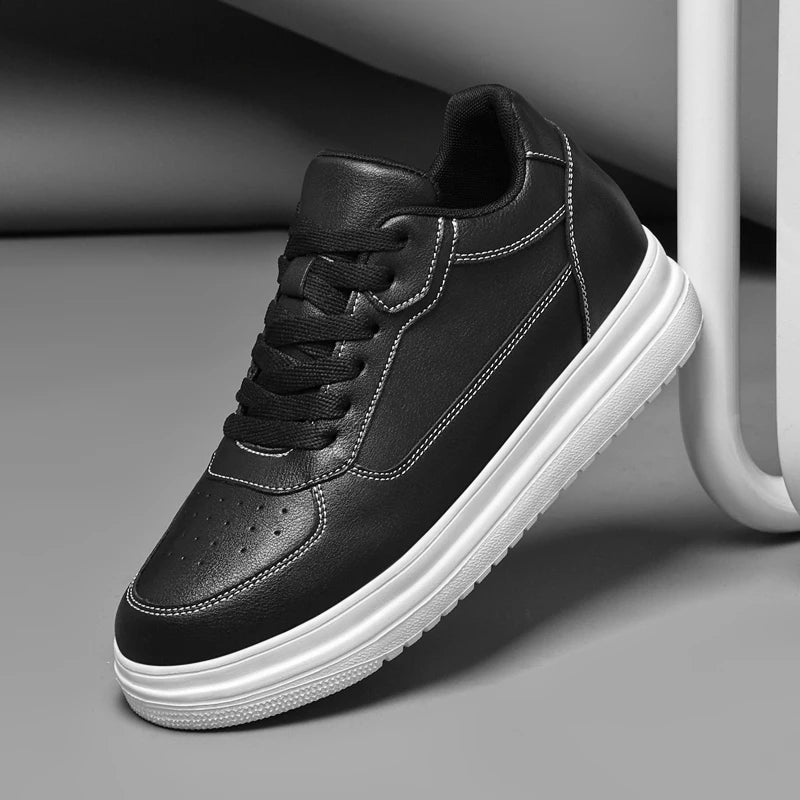 New Invisible Height-increasing Shoes for Men, 6CM-8CM-10CM Sports Shoes,White Leather Sports Shoes for Men,Enlarged Sizes 36-46