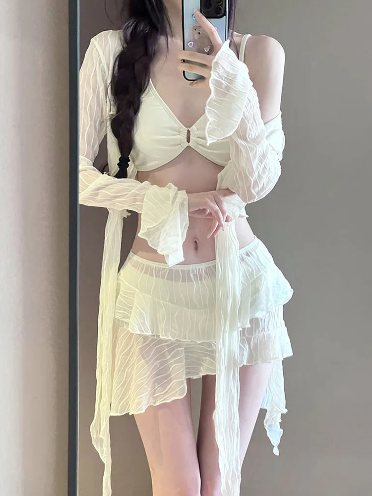 Bikini swimsuis for women 2026 High-end new slimming four-piece set Sexy split vacation hot spring women's swiming clothing