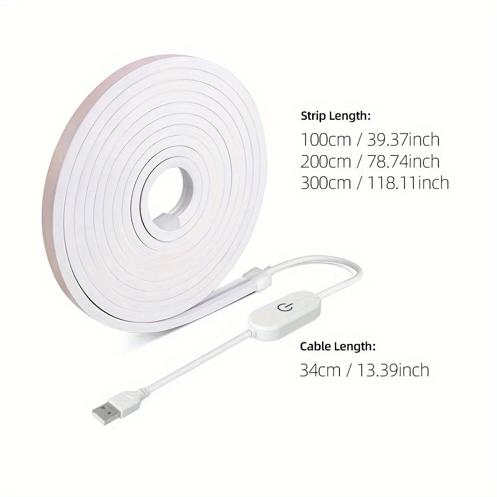 Neon LED Light Strip Smart Touch Sensor Switch Dimmable Neon Sign Flexible Led Ribbon Waterproof Rope Tube Lamp Backlight Decor