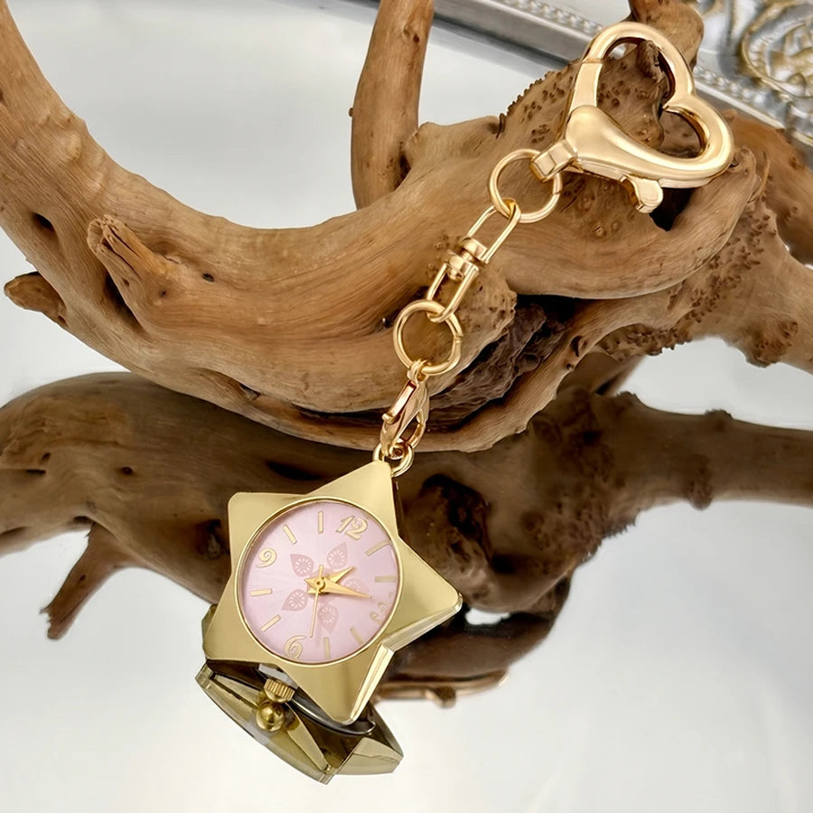 Wrist Watch for Ladies - Star Dial Heart Hook Keychain Watch