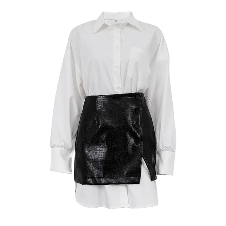 2025 New Fashion Women's Clothing Is A Complete Set of Simple and Loose White Shirts with Waist Seals