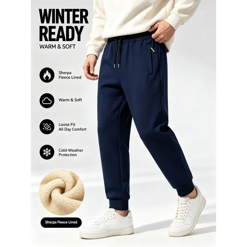 Winter Male Loose Jogging Pants Men's Clothing Velvet Thickened Man Warm Casual Fleece Lined Cold Weather Sports Thermal Clothes