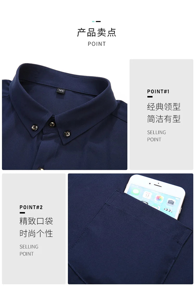 Men Big Dress Shirts Solid Long Sleeve Fashion Classic Black Office Work Tops High-end Men Business Formal Shirts Male Clothing