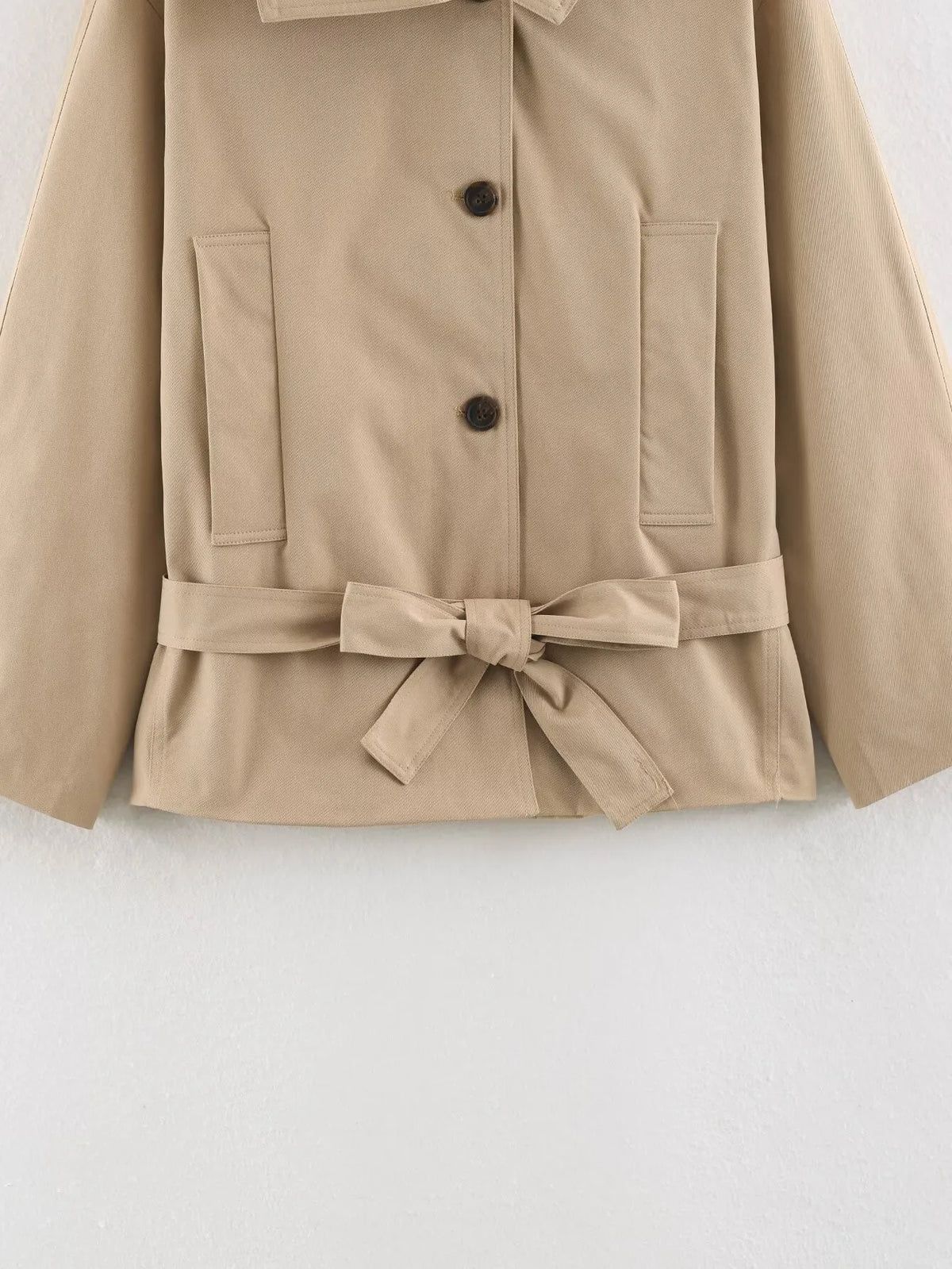 Cross-border European and American Women's Clothing  Popular Spring and Autumn Fashion Temperament Casual with Belt Trench Coat