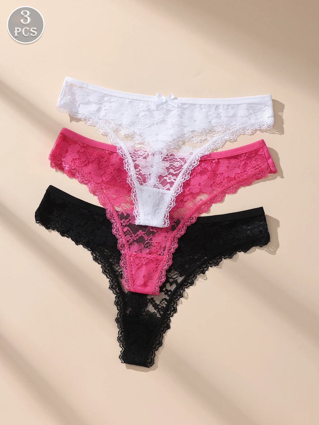 Juliette Lace & Bow Low-Rise Briefs, 3-Pack