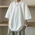 Men's Cotton T-shirts White Mens Oversized T Shirt Solid Summer Casual Wear Tee Shirts Fashion for Men 5XL Male Clothes