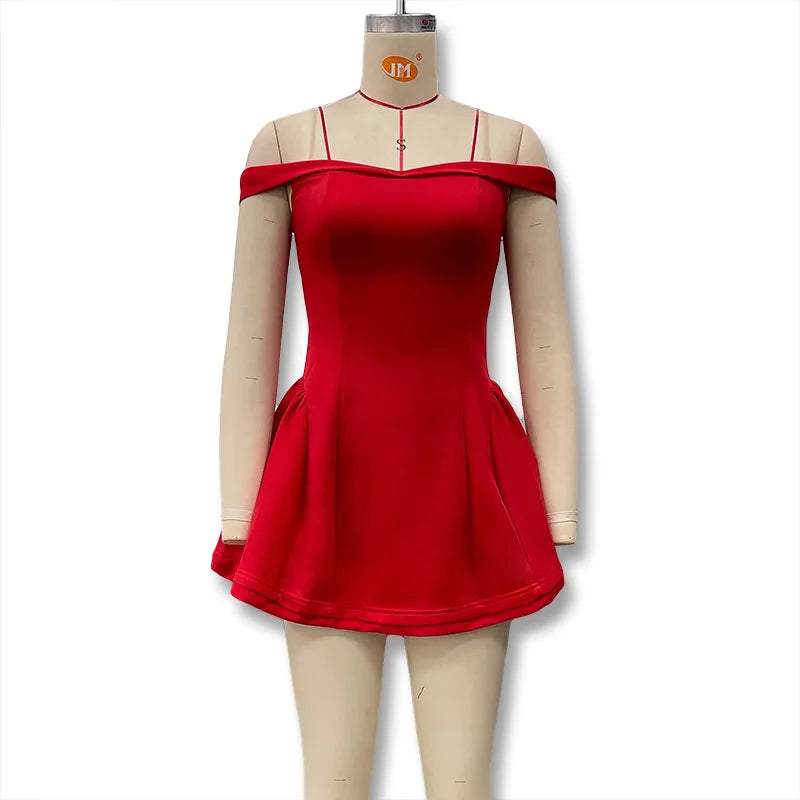 Women's Strapless Ruffle Mini Dress