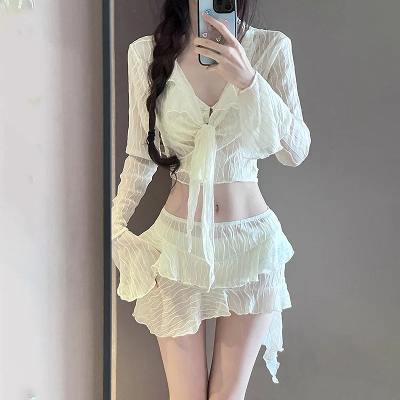 Bikini swimsuis for women 2026 High-end new slimming four-piece set Sexy split vacation hot spring women's swiming clothing