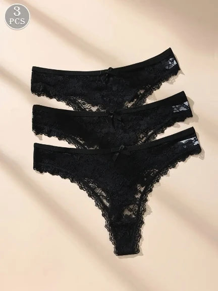 Juliette Lace & Bow Low-Rise Briefs, 3-Pack