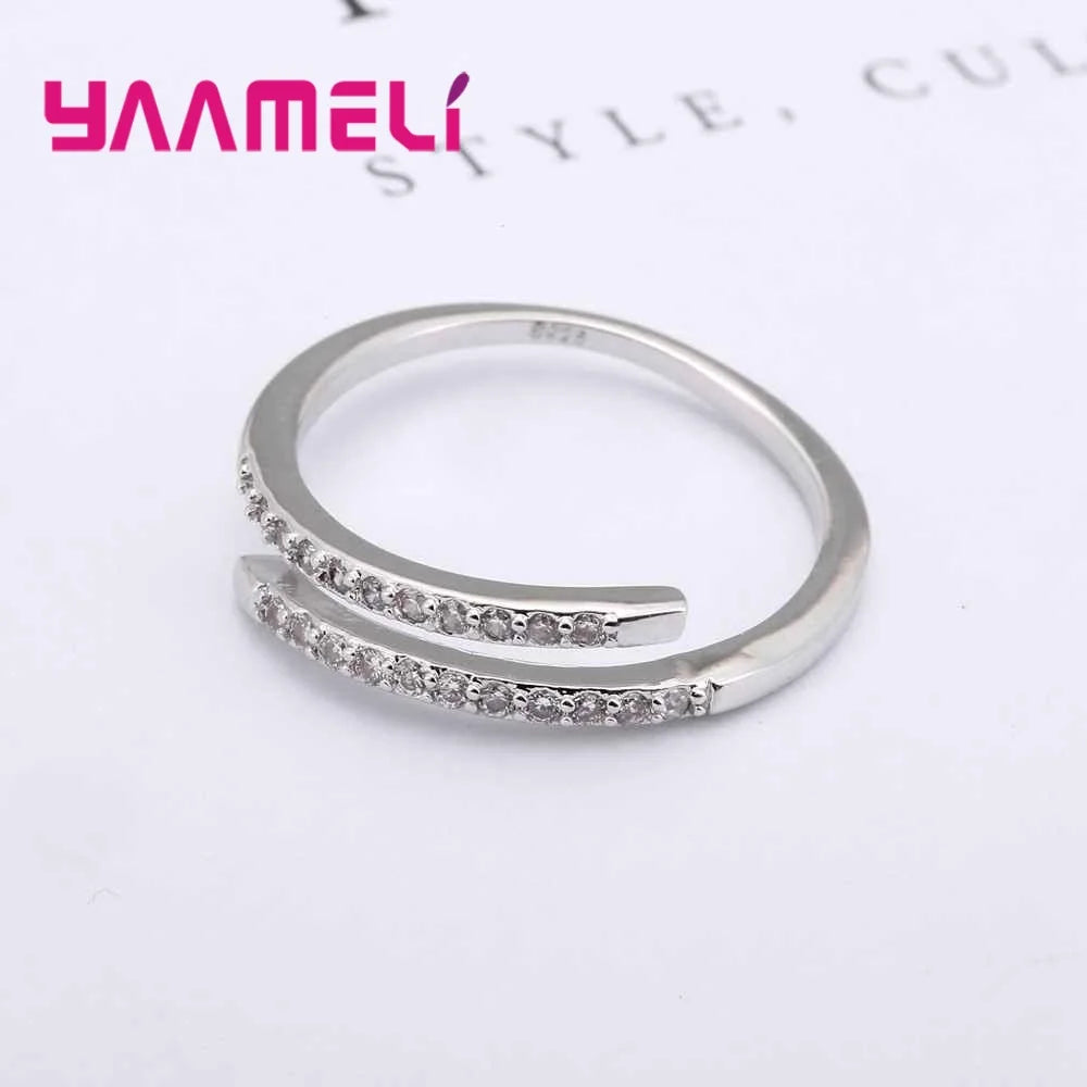 Woman 925 Sterling Silver Jewelry Fashion Simple Open Design Ring Personality Female Adjustable Rings Wedding Rings for Ladies
