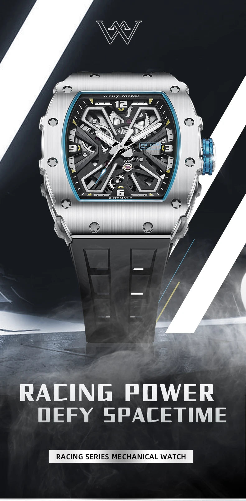 WM Watch 6T28 Automatic Mechanical Watch, Men’s, Sapphire Crystal, AR Coating, 50m Water Resistance, Welly Merck Watches 107M-WM