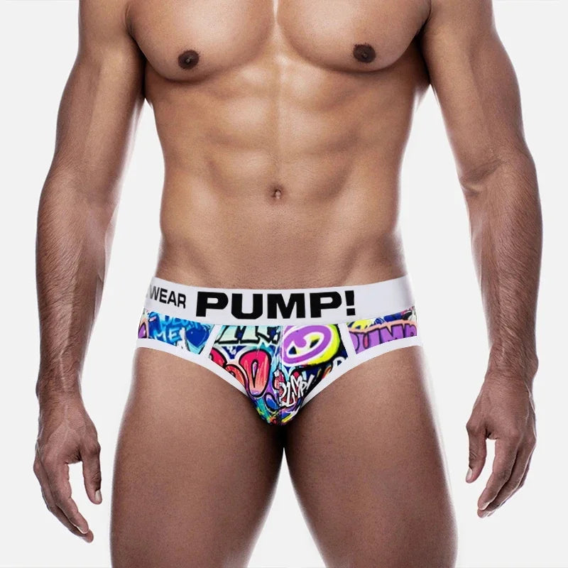 Summer Men Underwear Funny Print Briefs Underpants Graffiti Panties Jockstrap Low Waist Butt Lifter Male Underwear