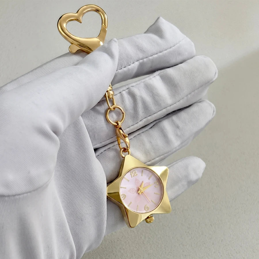 Wrist Watch for Ladies - Star Dial Heart Hook Keychain Watch