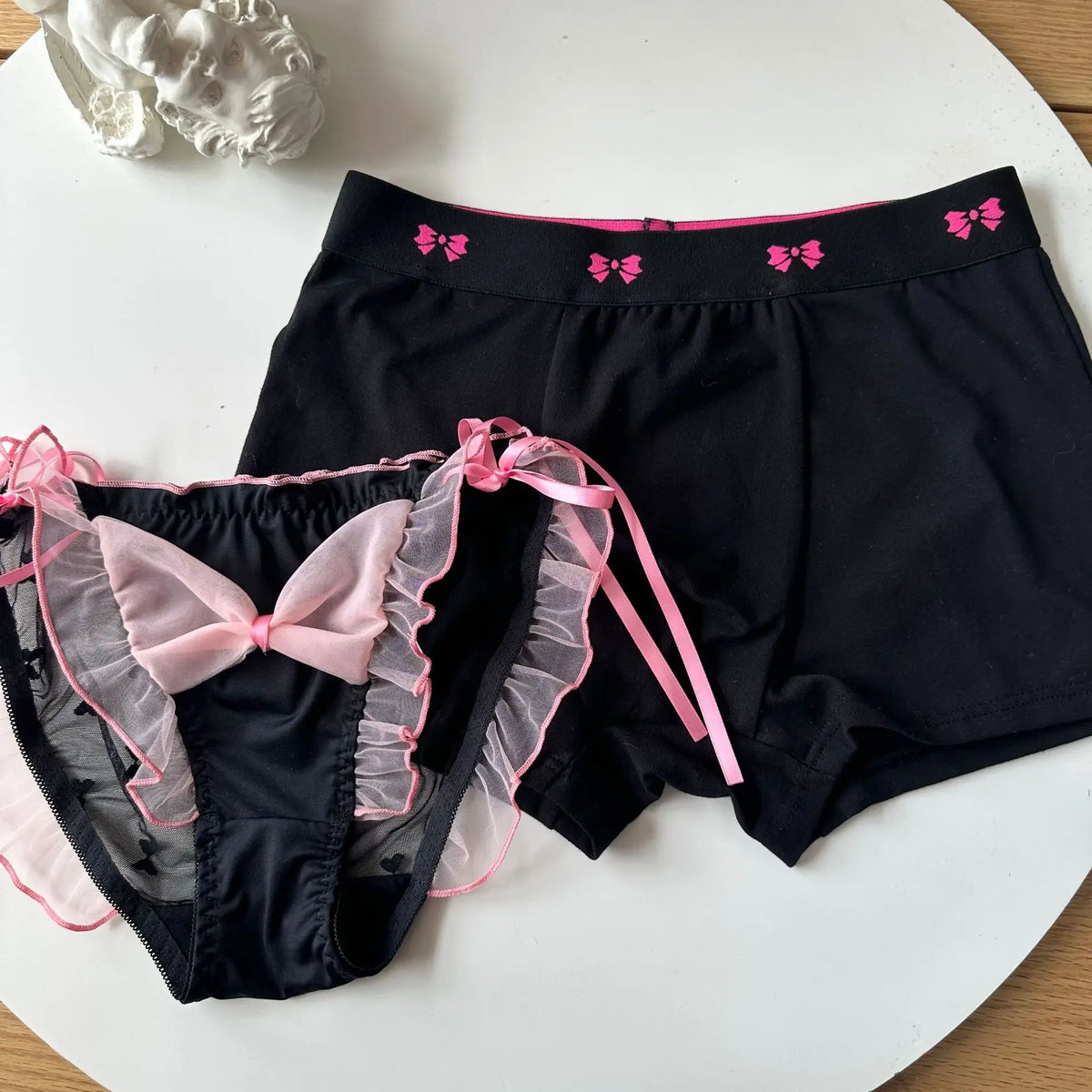 black&pink underwear women men underpants lace girls panties feminine couple briefs panty