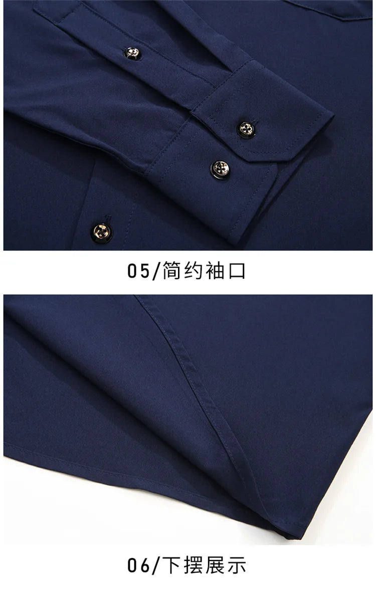 Men Big Dress Shirts Solid Long Sleeve Fashion Classic Black Office Work Tops High-end Men Business Formal Shirts Male Clothing