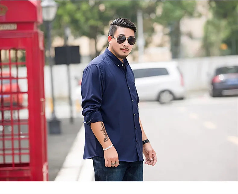Men Big Dress Shirts Solid Long Sleeve Fashion Classic Black Office Work Tops High-end Men Business Formal Shirts Male Clothing