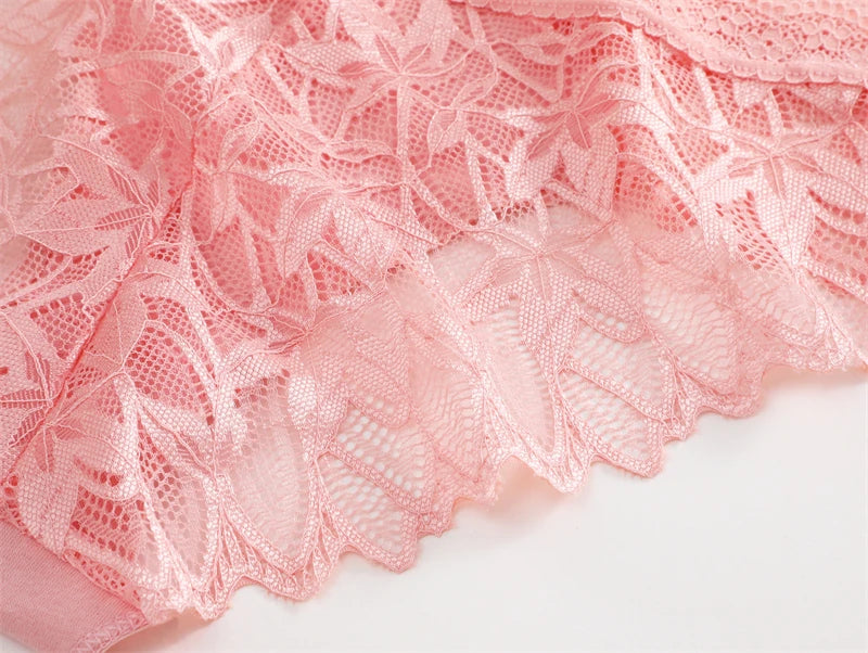 FINETOO 3Pcs Lace Hollow Out Underwear for Women Sexy Low-Waist Floral Briefs Female Invisible Breathable Lingerie Soft Intimate