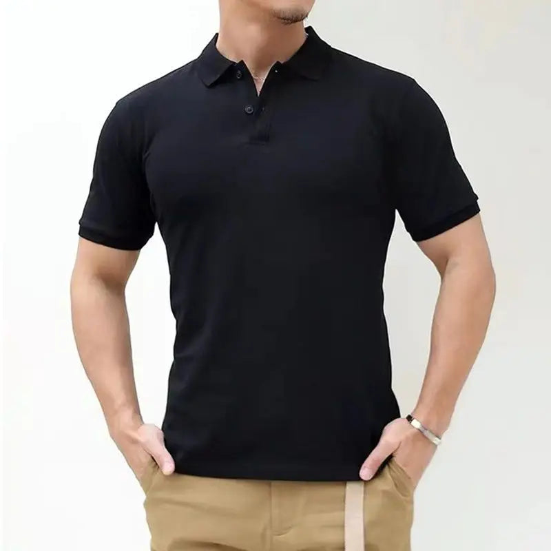 Male With Collar Tee White Tops Skinny Polo Shirts Plain Mens T-shirt Gym Muscles Smooth Men's Clothing Comfortable Casual Xl