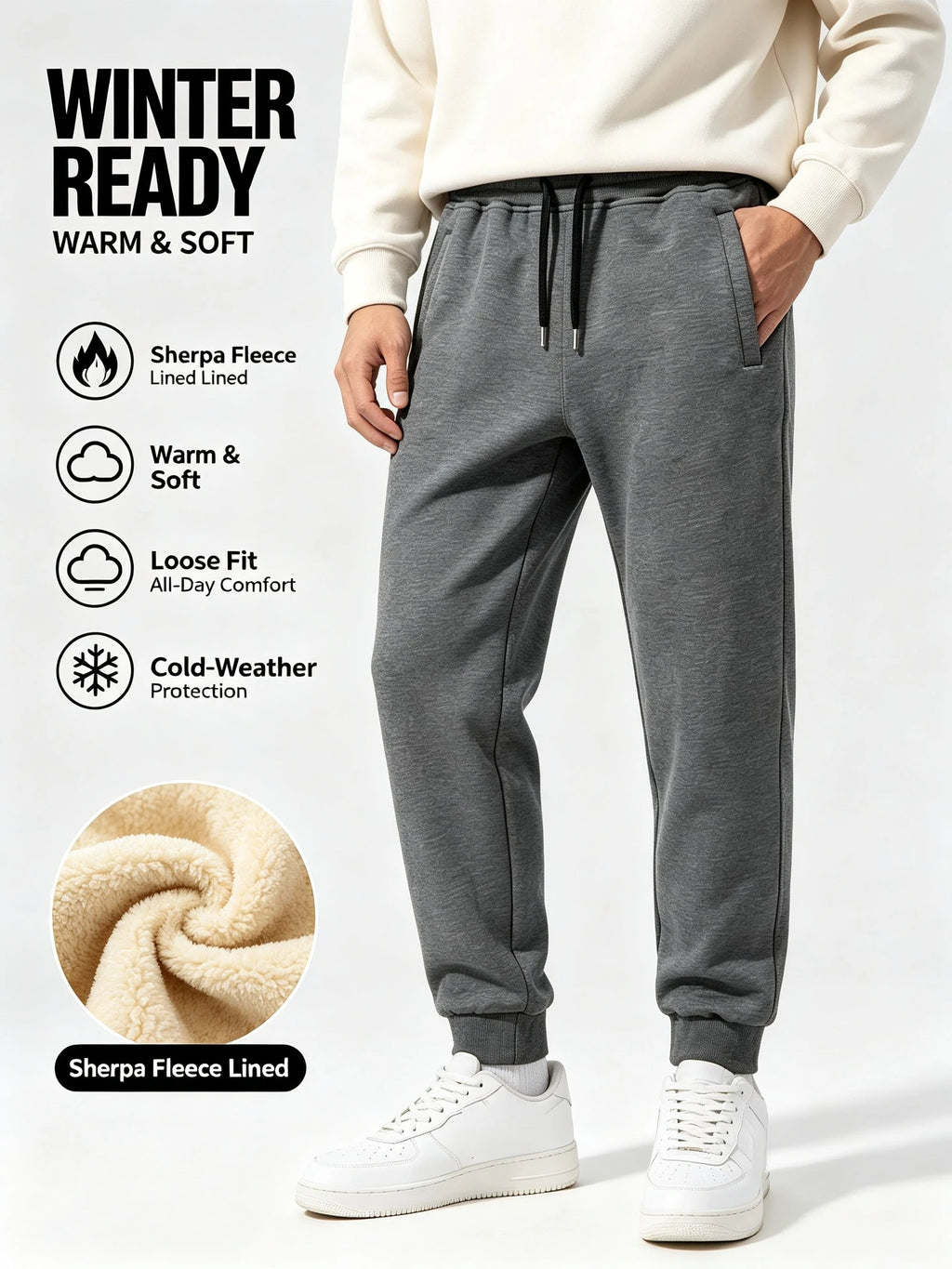 Winter Male Loose Jogging Pants Men's Clothing Velvet Thickened Man Warm Casual Fleece Lined Cold Weather Sports Thermal Clothes