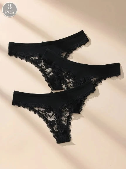 Juliette Lace & Bow Low-Rise Briefs, 3-Pack