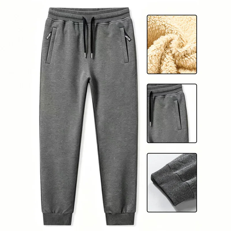 Winter Male Loose Jogging Pants Men's Clothing Velvet Thickened Man Warm Casual Fleece Lined Cold Weather Sports Thermal Clothes