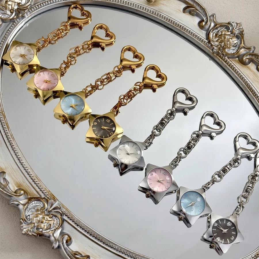 Wrist Watch for Ladies - Star Dial Heart Hook Keychain Watch